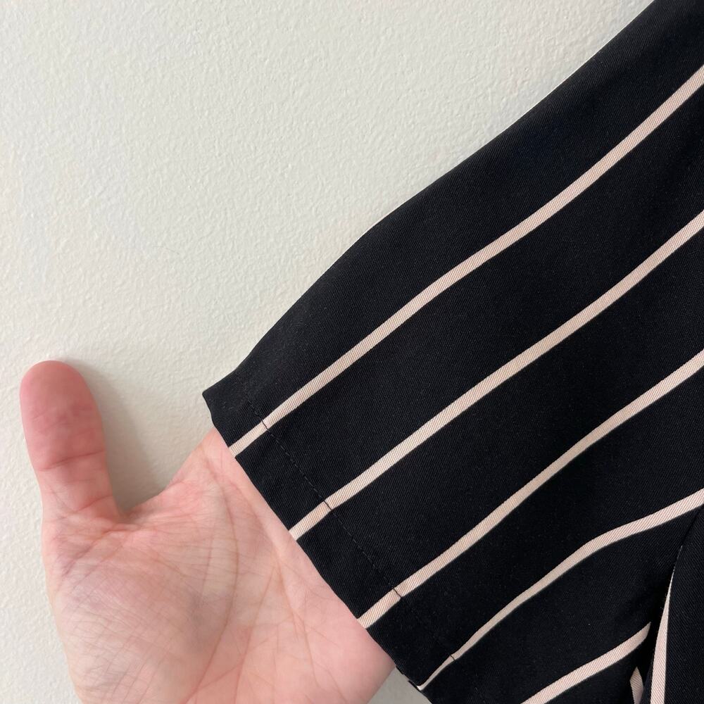 Reformation Cuba Black Striped Short Sleeve Button Down Top, Size Small - Picture 4 of 8